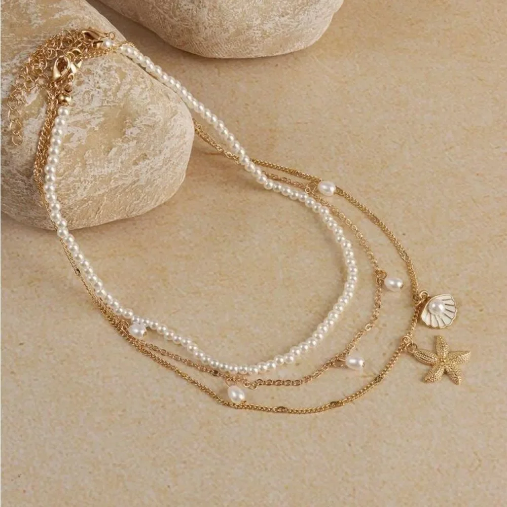 Elegant Pearl Layered Necklace Set M593